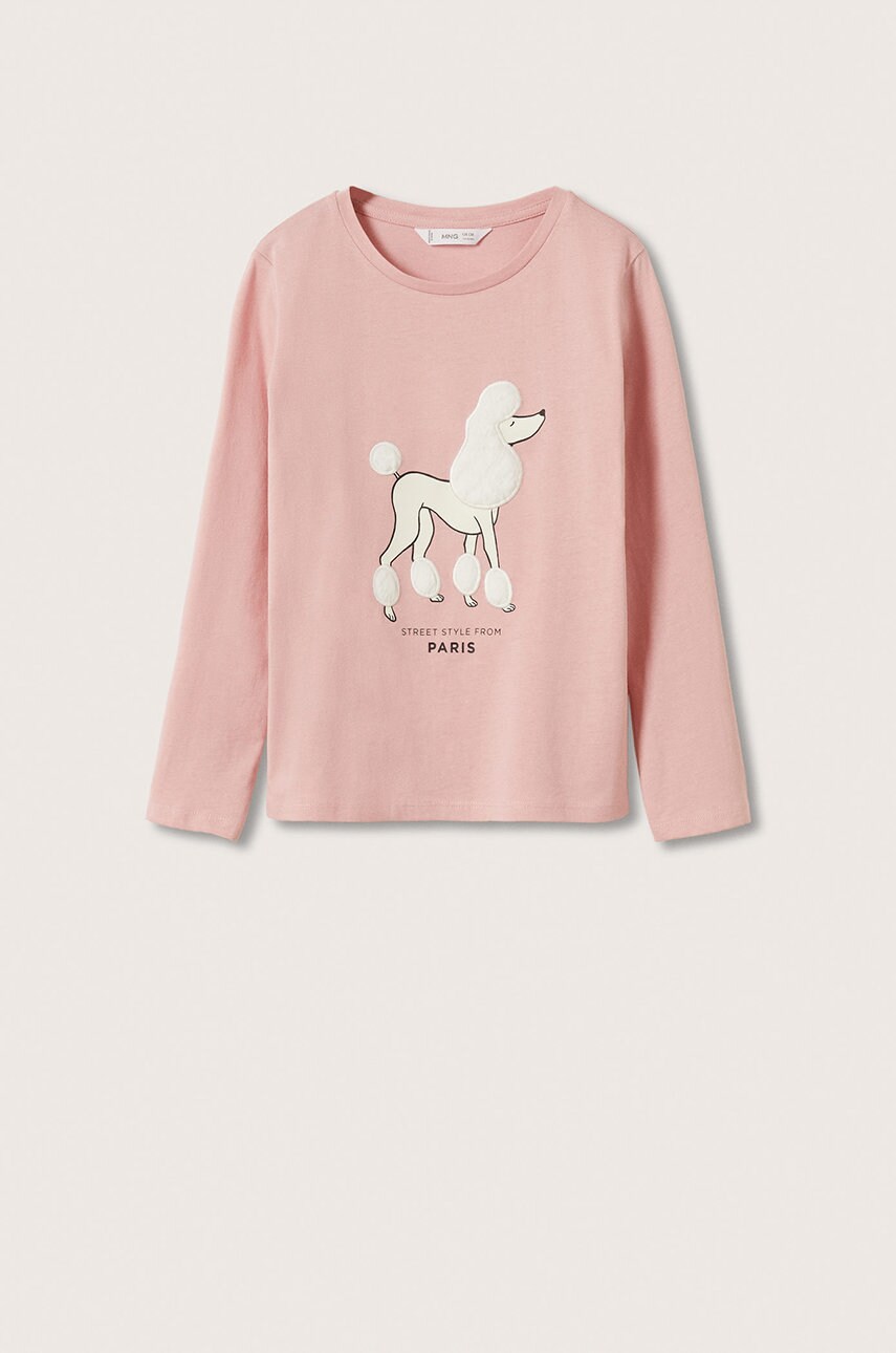 

Детска блуза с дълги ръкави Mango Kids в розово, Розов