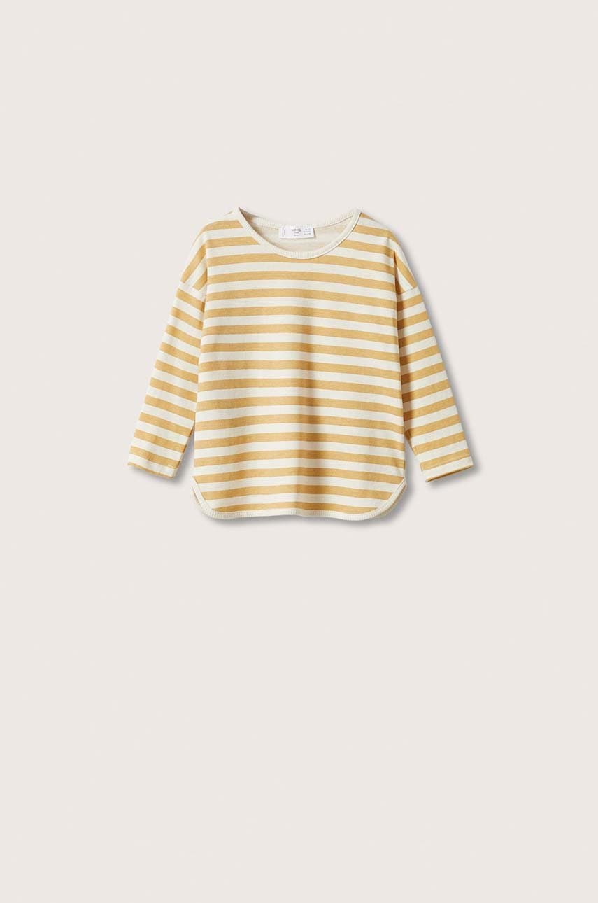 Mango kids longsleeve din bumbac pentru copii culoarea galben