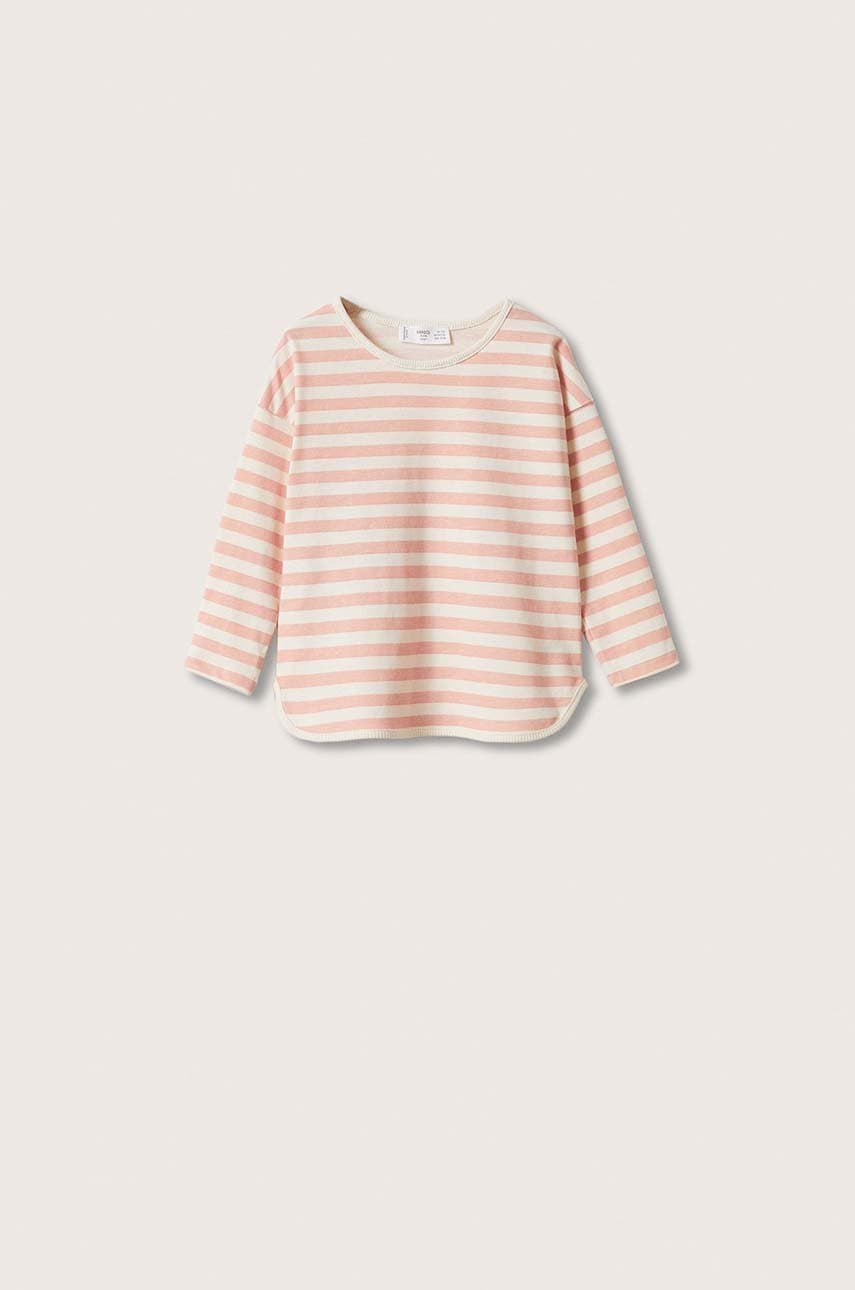Mango kids longsleeve din bumbac pentru copii culoarea roz