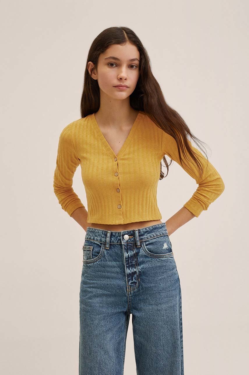 

Детска блуза с дълги ръкави Mango Kids в жълто, Жълт