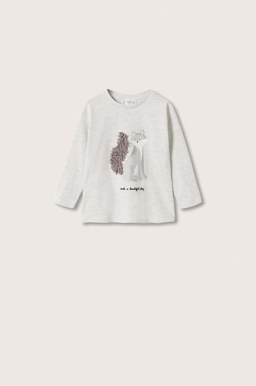 

Детска блуза с дълги ръкави Mango Kids в сиво, Сив
