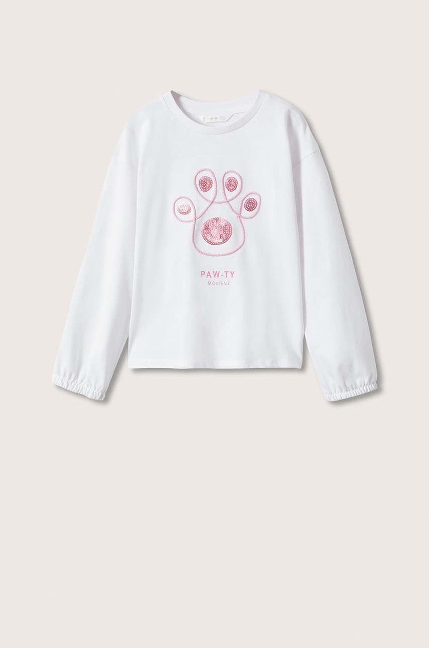 

Детска памучна тениска Mango Kids в бяло, Бял