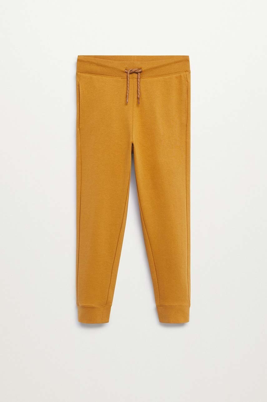 

Детски памучен панталон Mango Kids в жълто, Жълт