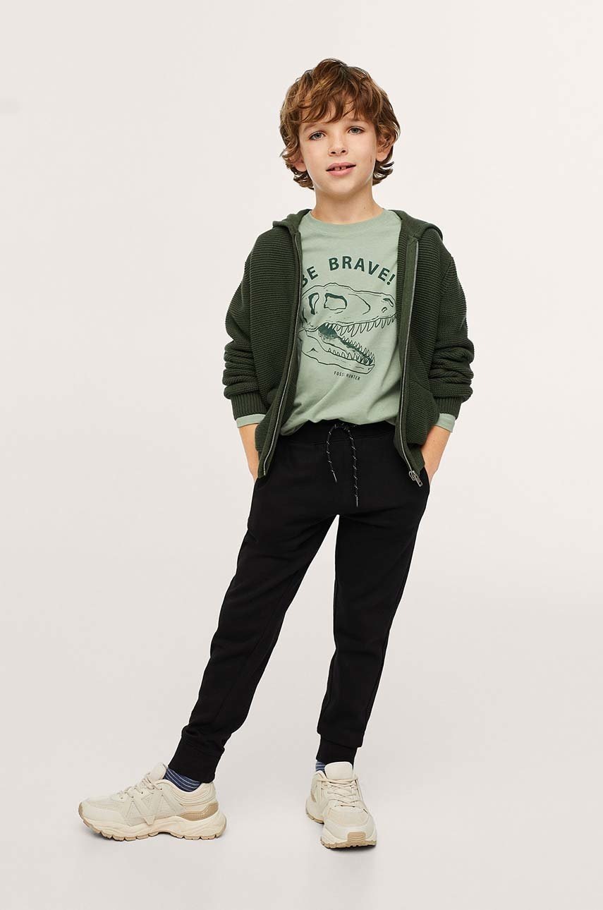 

Детские хлопковые брюки Mango Kids цвет чёрный