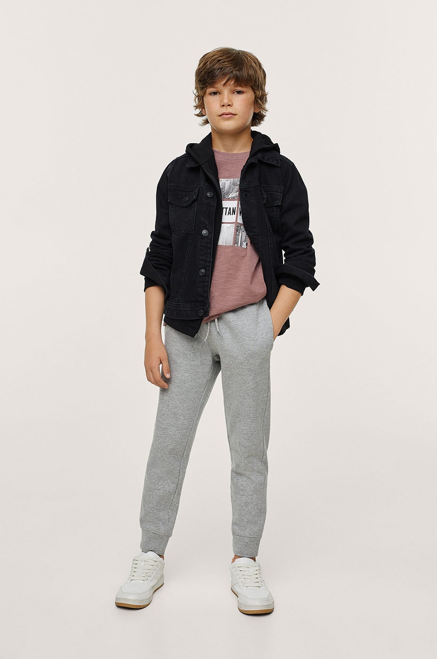 

Дитячі бавовняні штани Mango Kids колір сірий