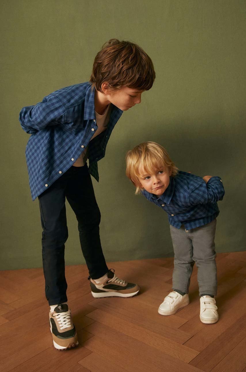 

Детска памучна риза Mango Kids, Син