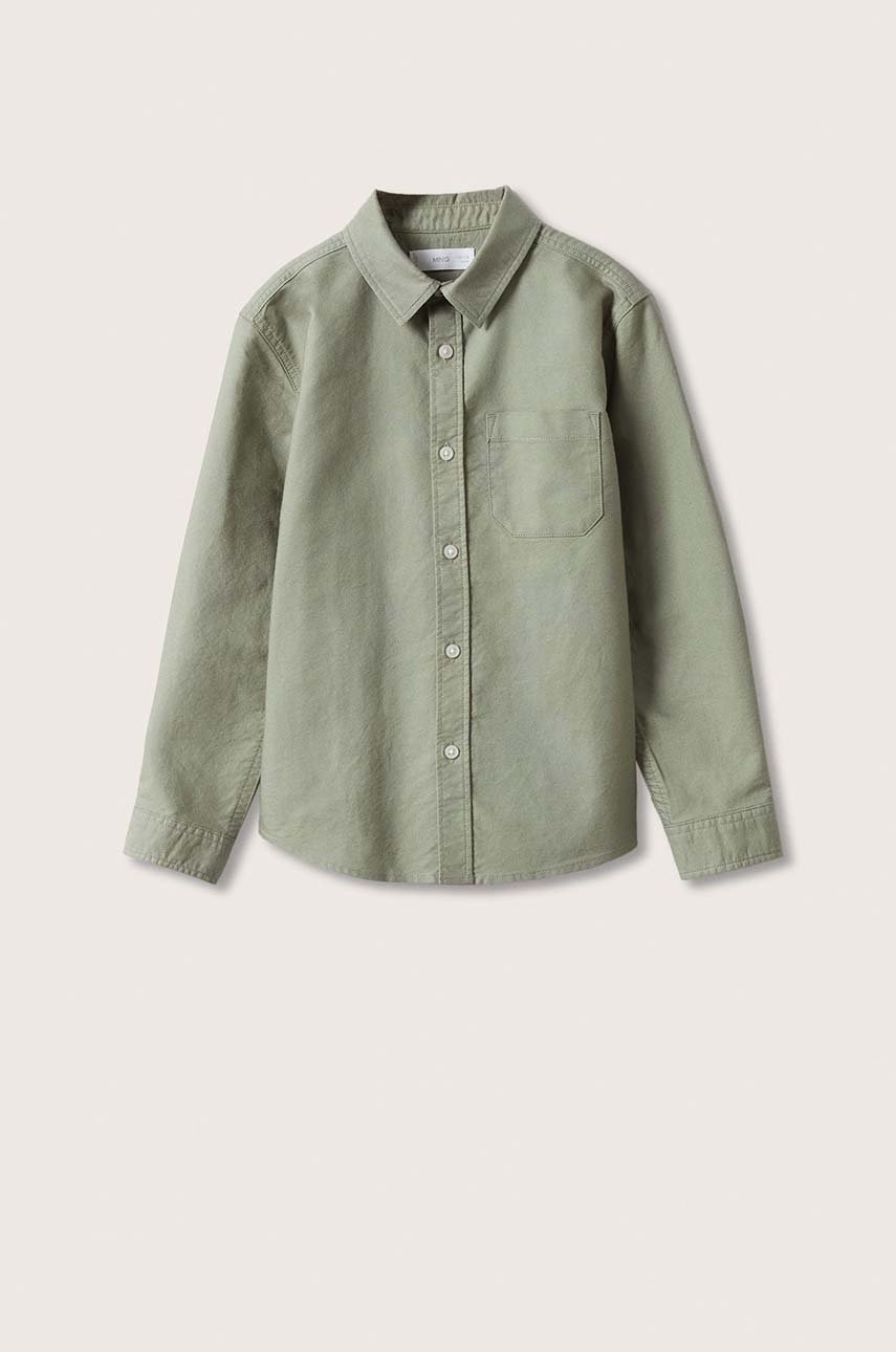 

Детска памучна риза Mango Kids в зелено, Зелен