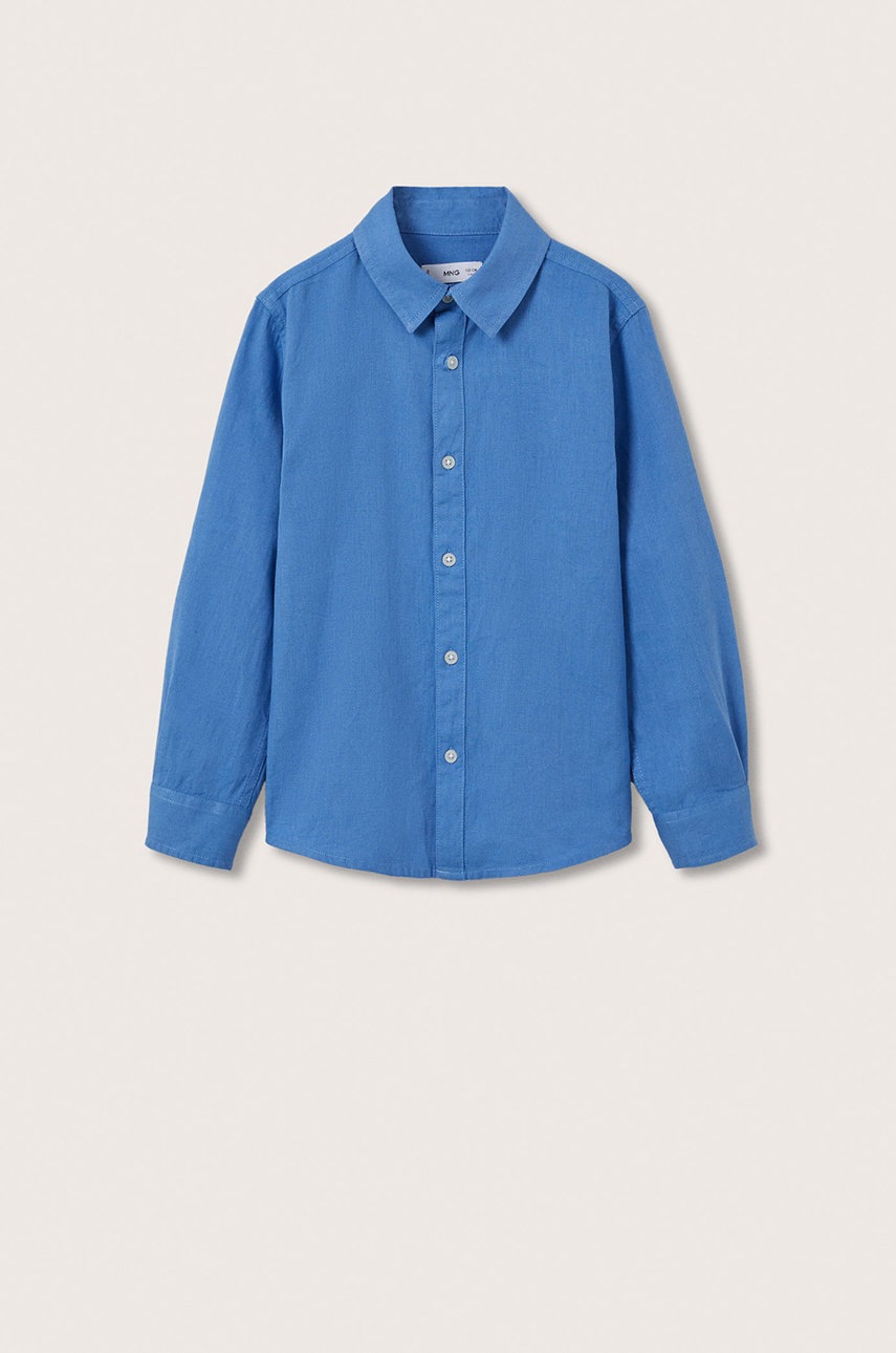 

Детска риза с лен Mango Kids Blas, Син