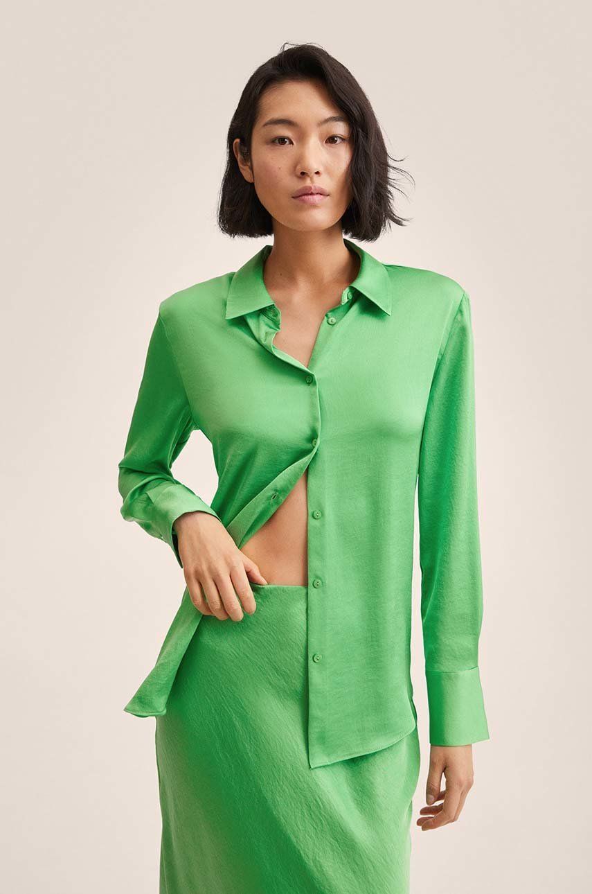 Mango koszula Briliant damska kolor zielony regular z kołnierzykiem klasycznym