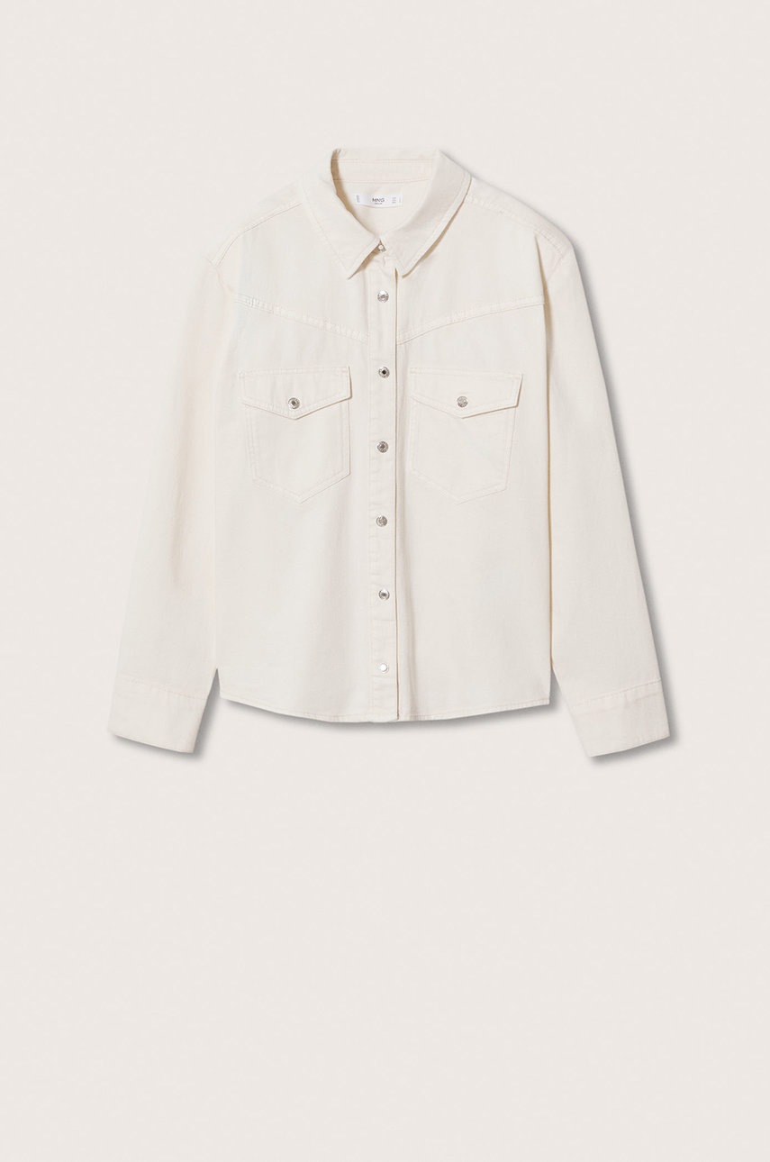 

Хлопковая рубашка Mango Dakota женская цвет бежевый relaxed классический воротник