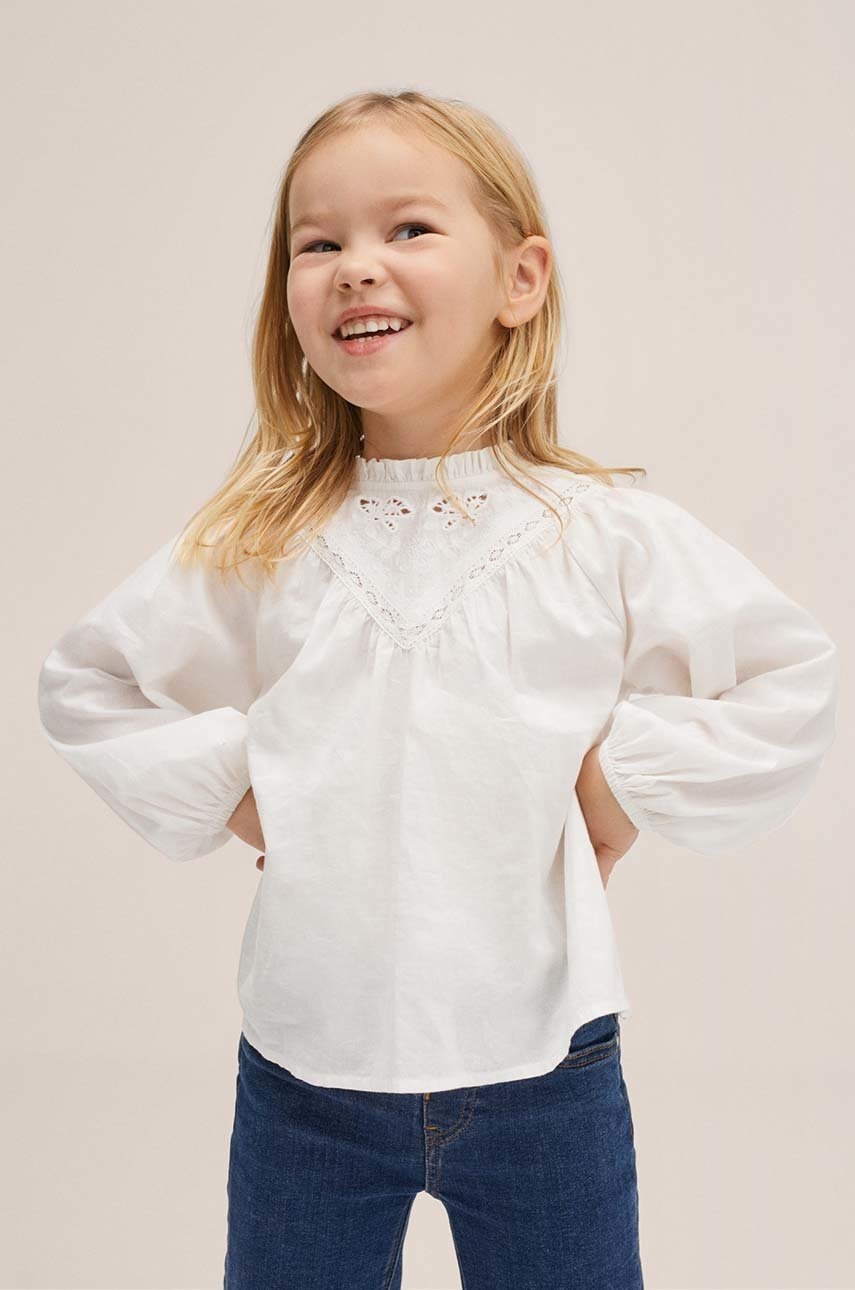 

Детска памучна риза Mango Kids в бяло, Бял