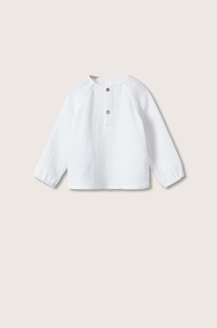 

Детска памучна блуза Mango Kids в бяло, Бял