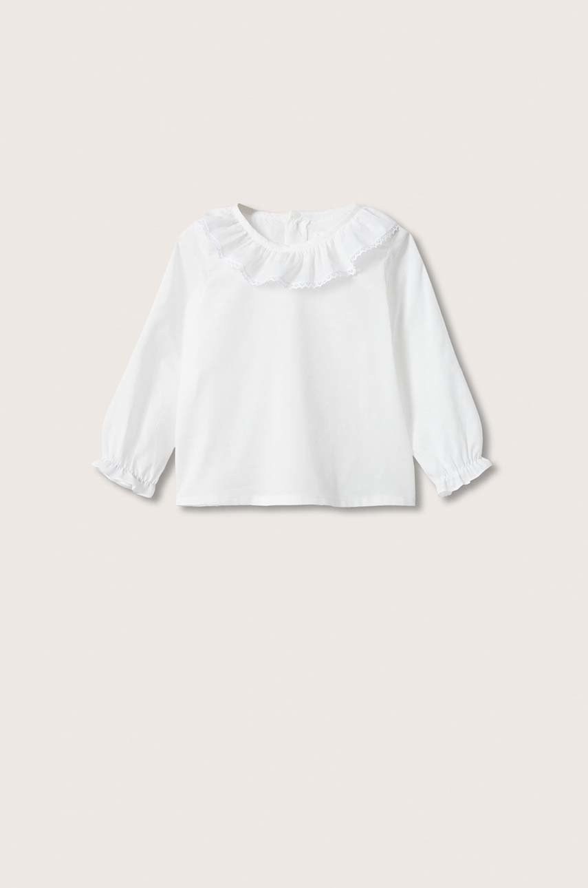 

Детска памучна риза Mango Kids в бяло, Бял