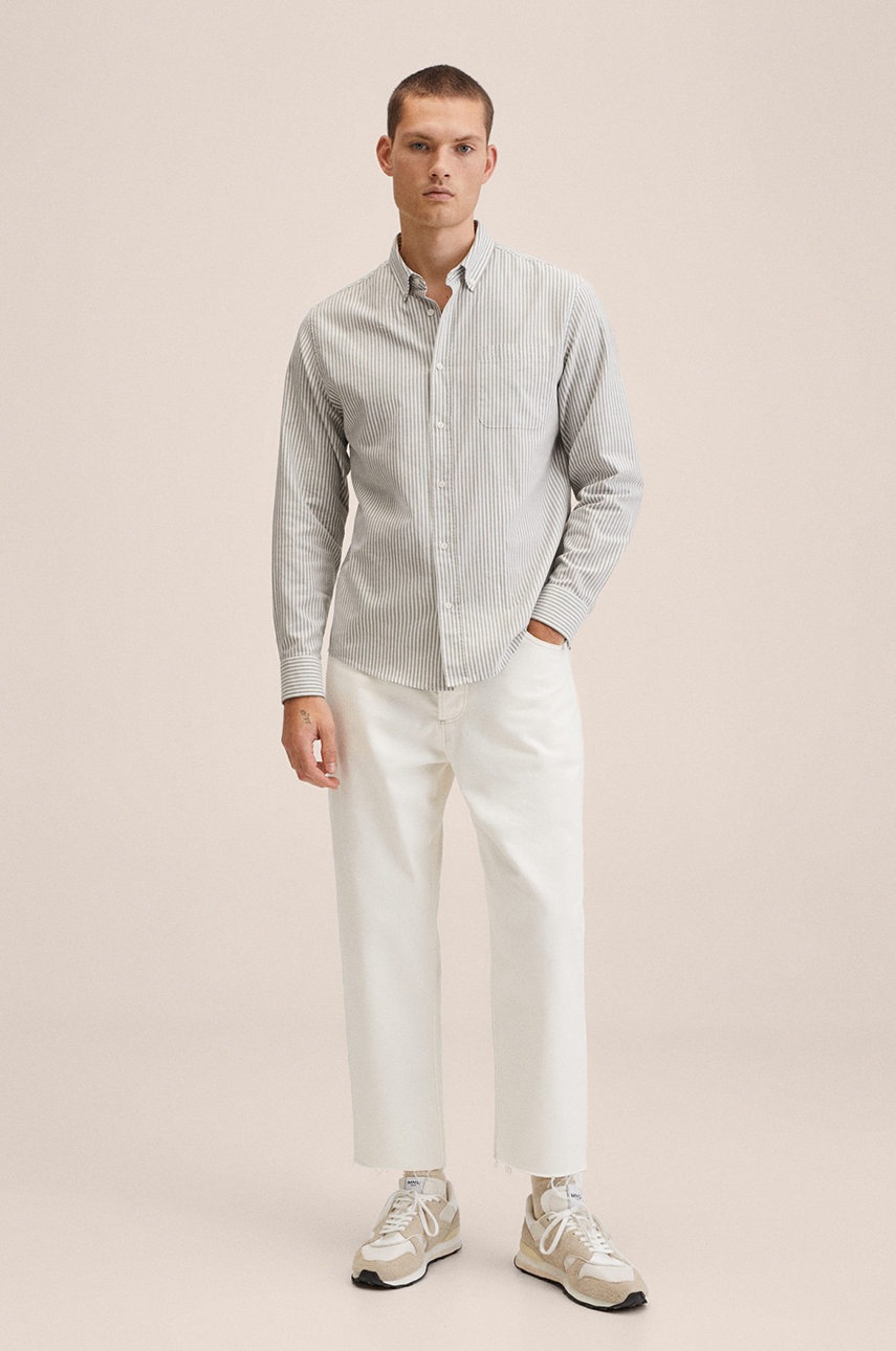 

Бавовняна сорочка Mango Man чоловіча колір коричневий regular комір button-down