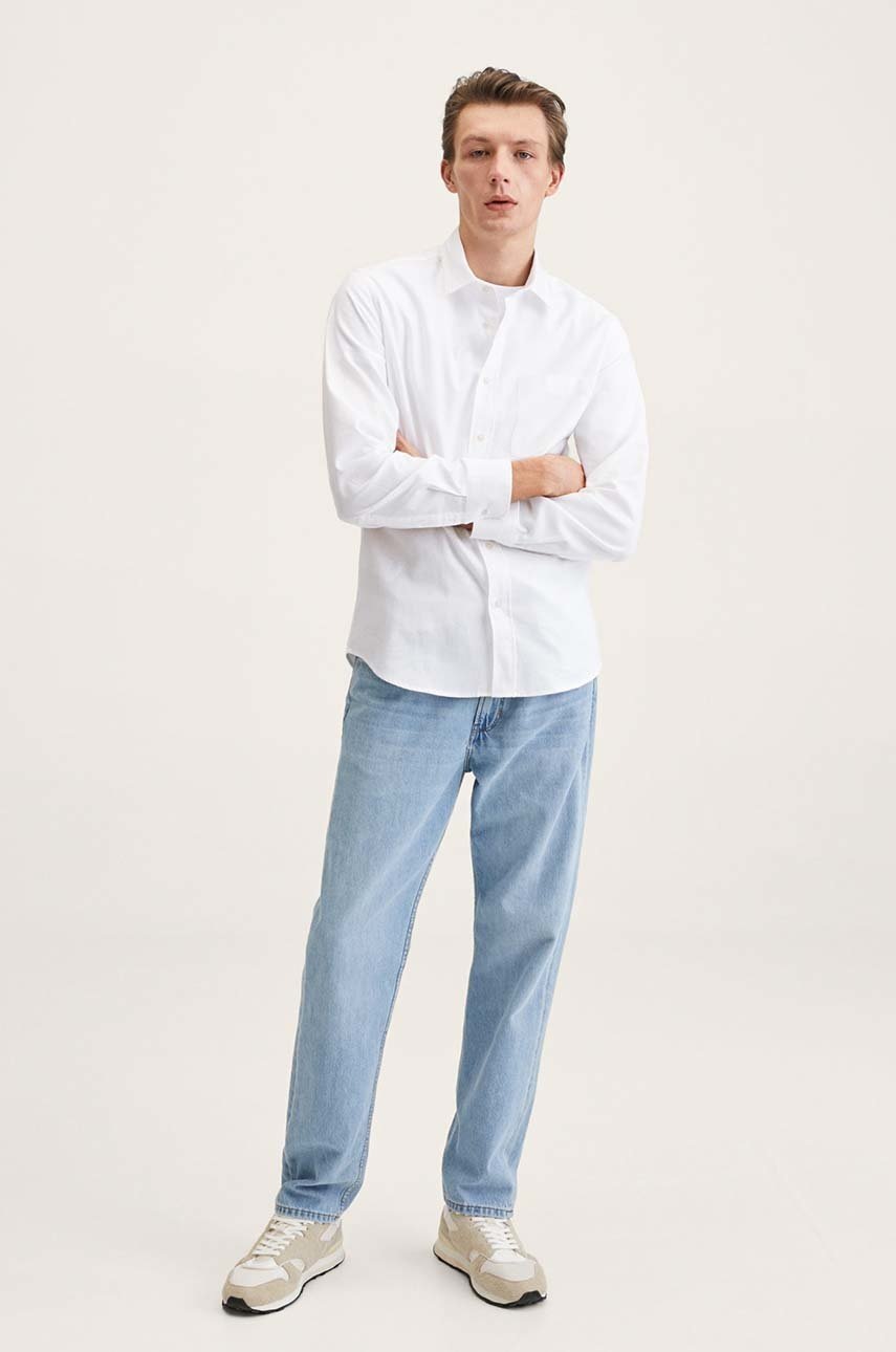 

Бавовняна сорочка Mango Man чоловіча колір білий slim класичний комір