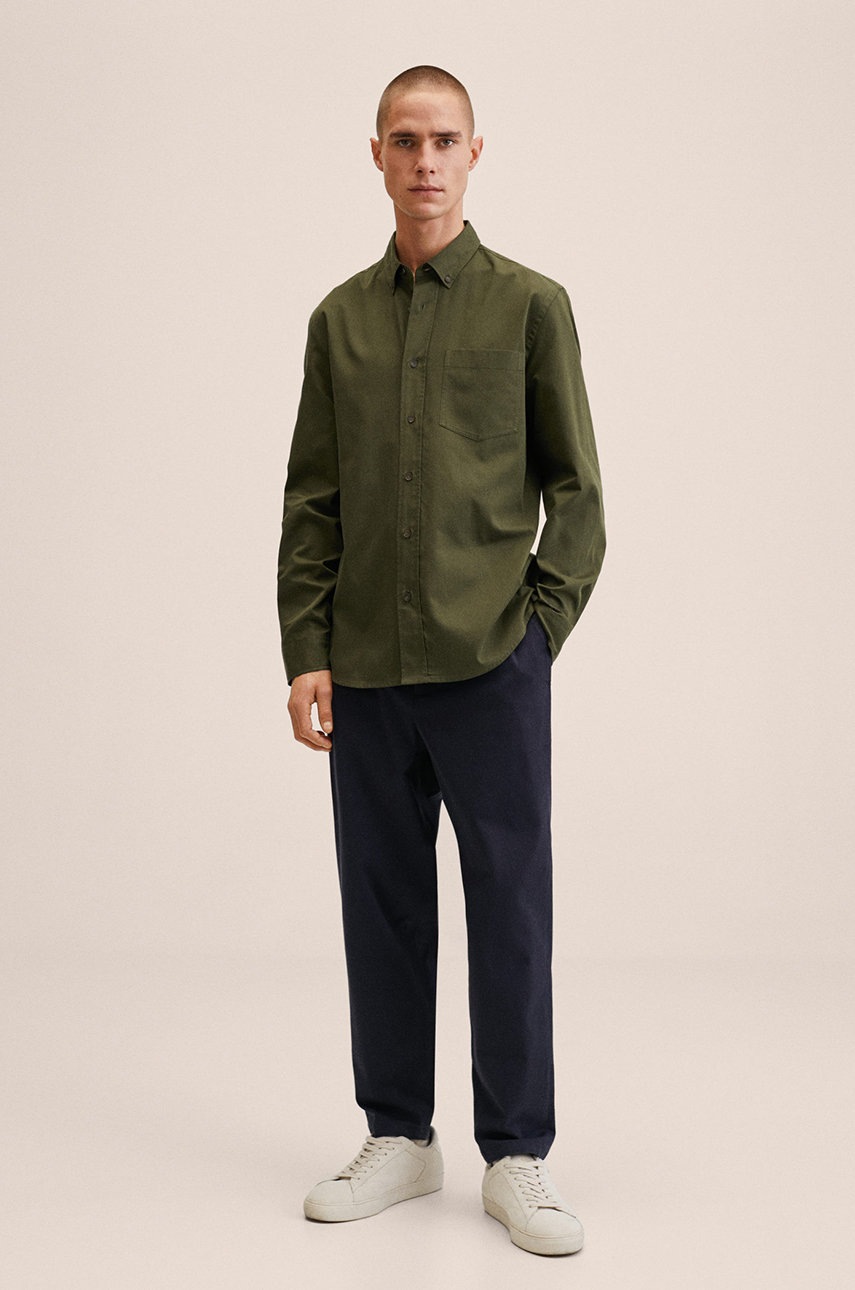 

Сорочка Mango Man чоловіча колір коричневий regular комір button-down