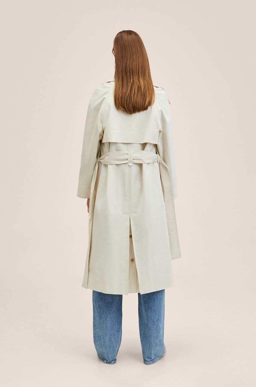 

Тренч Mango Mint жіночий колір білий перехідний oversize