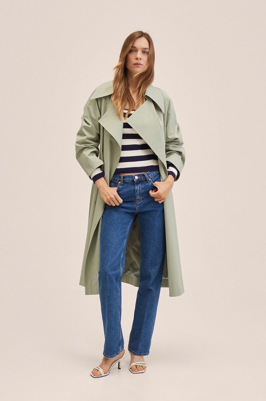 

Тренч Mango Mint жіночий колір зелений перехідний oversize