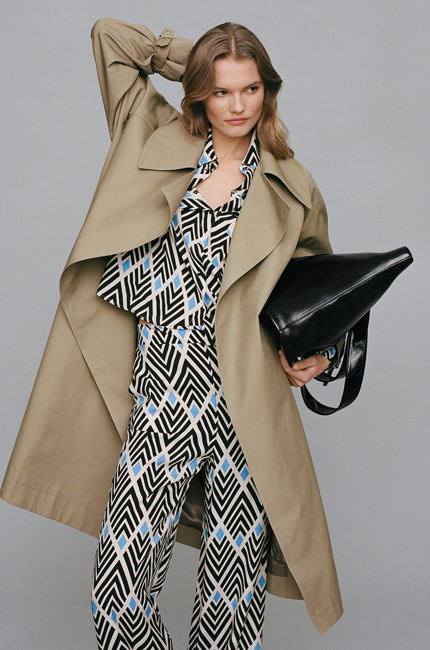 

Тренч Mango Botella жіночий колір коричневий перехідний oversize