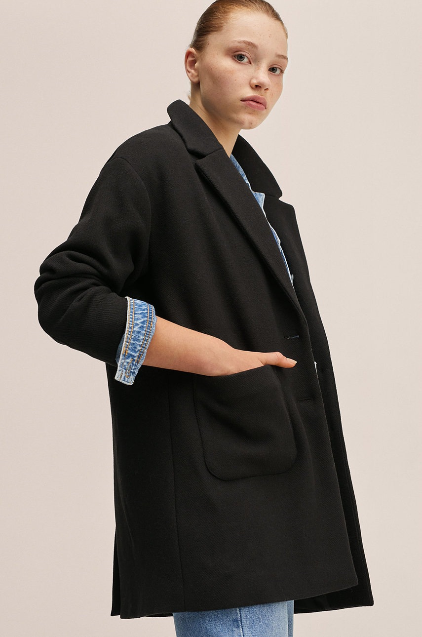 

Детско палто Mango Kids в черно, Черен