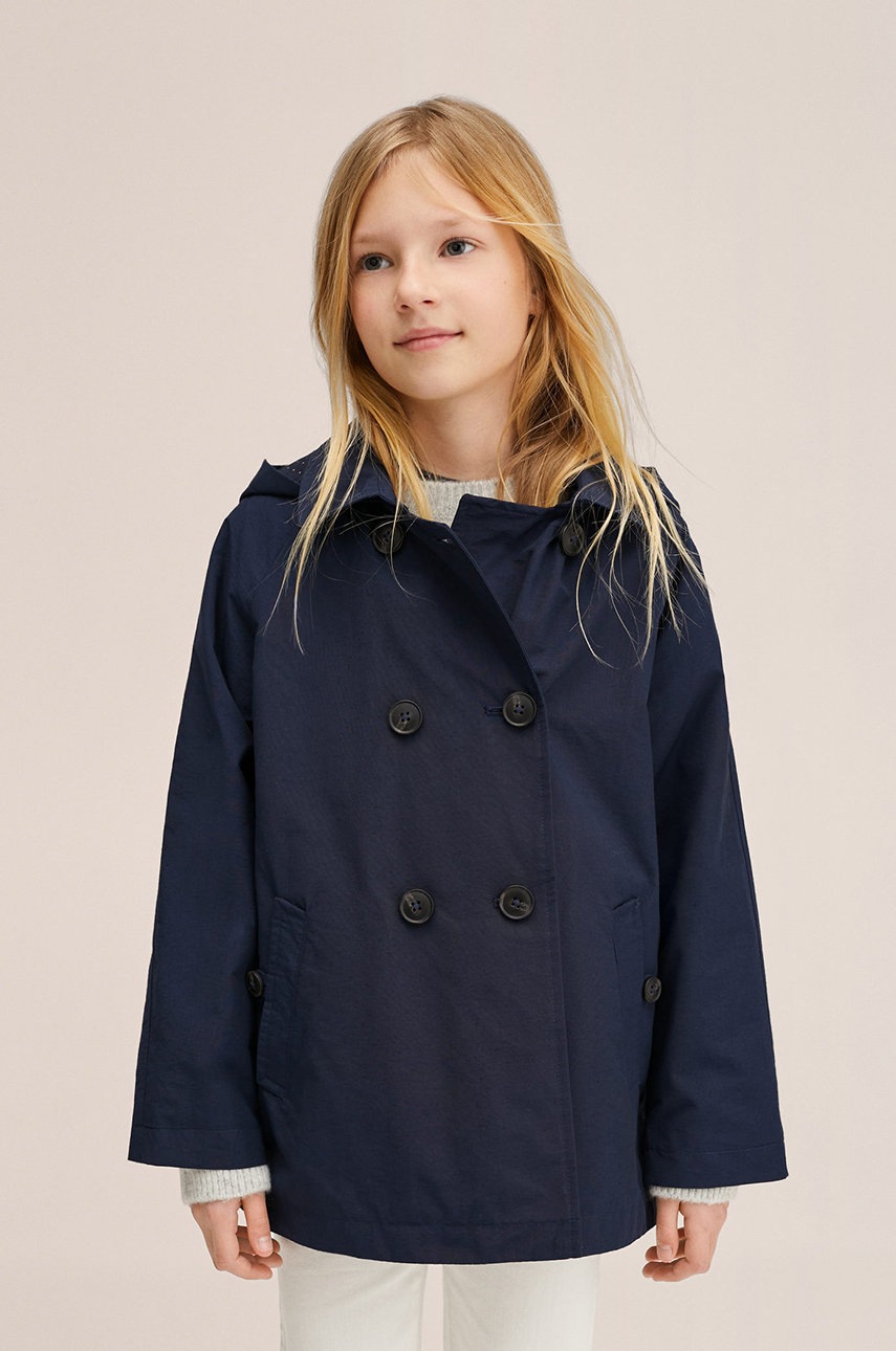 

Детски шлифер Mango Kids в тъмносиньо, Тъмносин