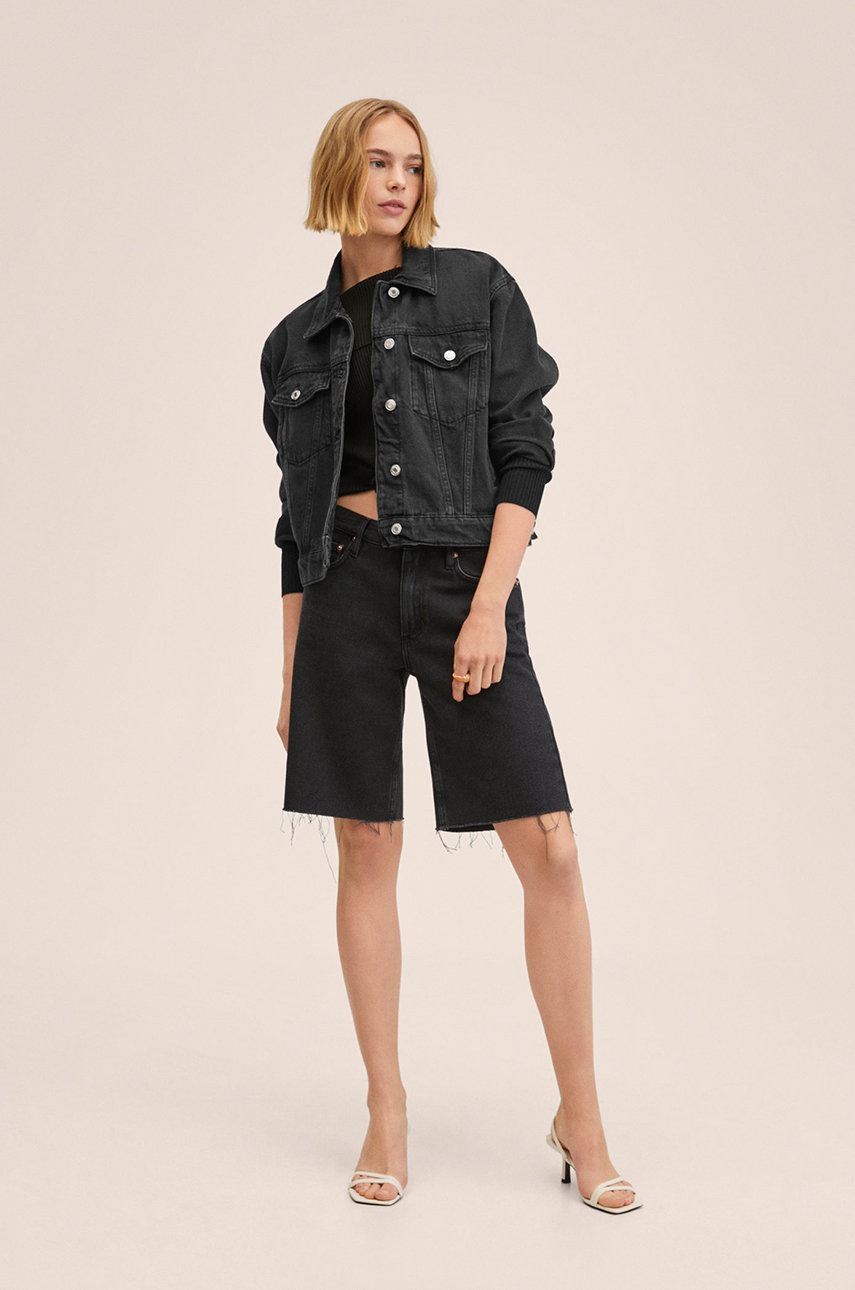 

Джинсовая куртка Mango Mom80 женская цвет серый переходная oversize