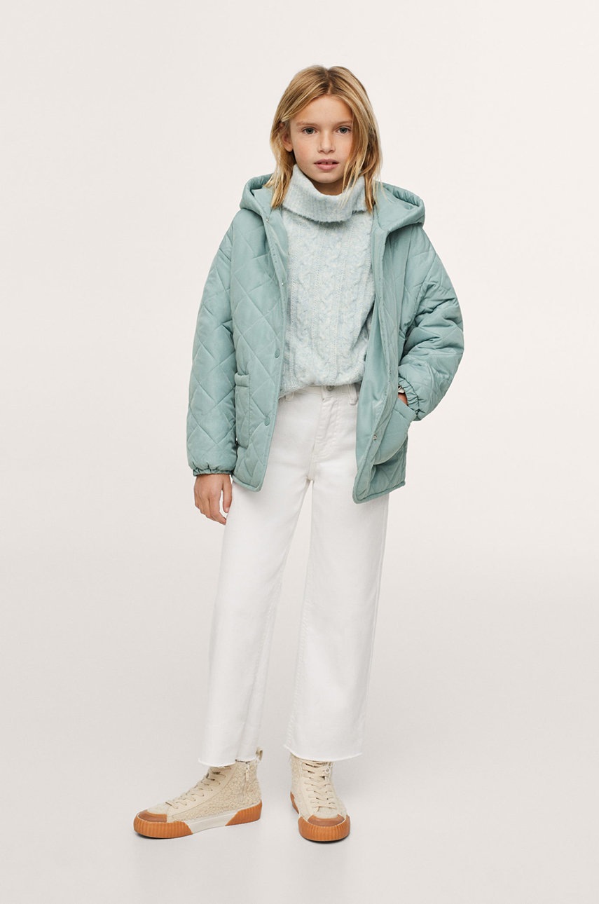 

Дитяча куртка Mango Kids колір бірюзовий