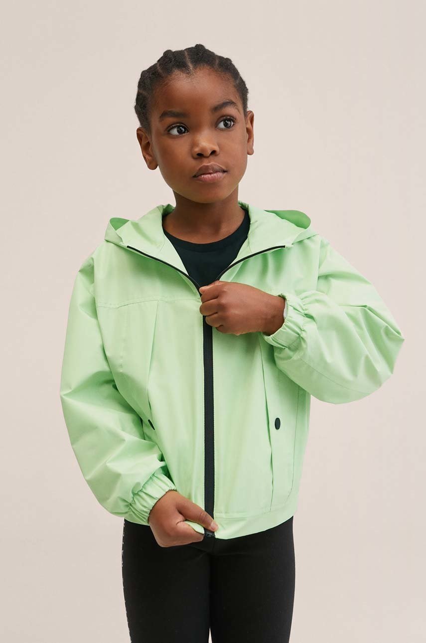 

Детско яке Mango Kids Selena в зелено, Зелен