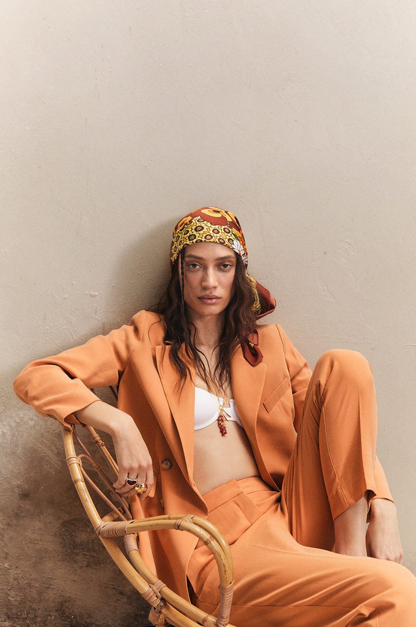

Піджак Mango Tempo колір помаранчевий двобортний однотонний