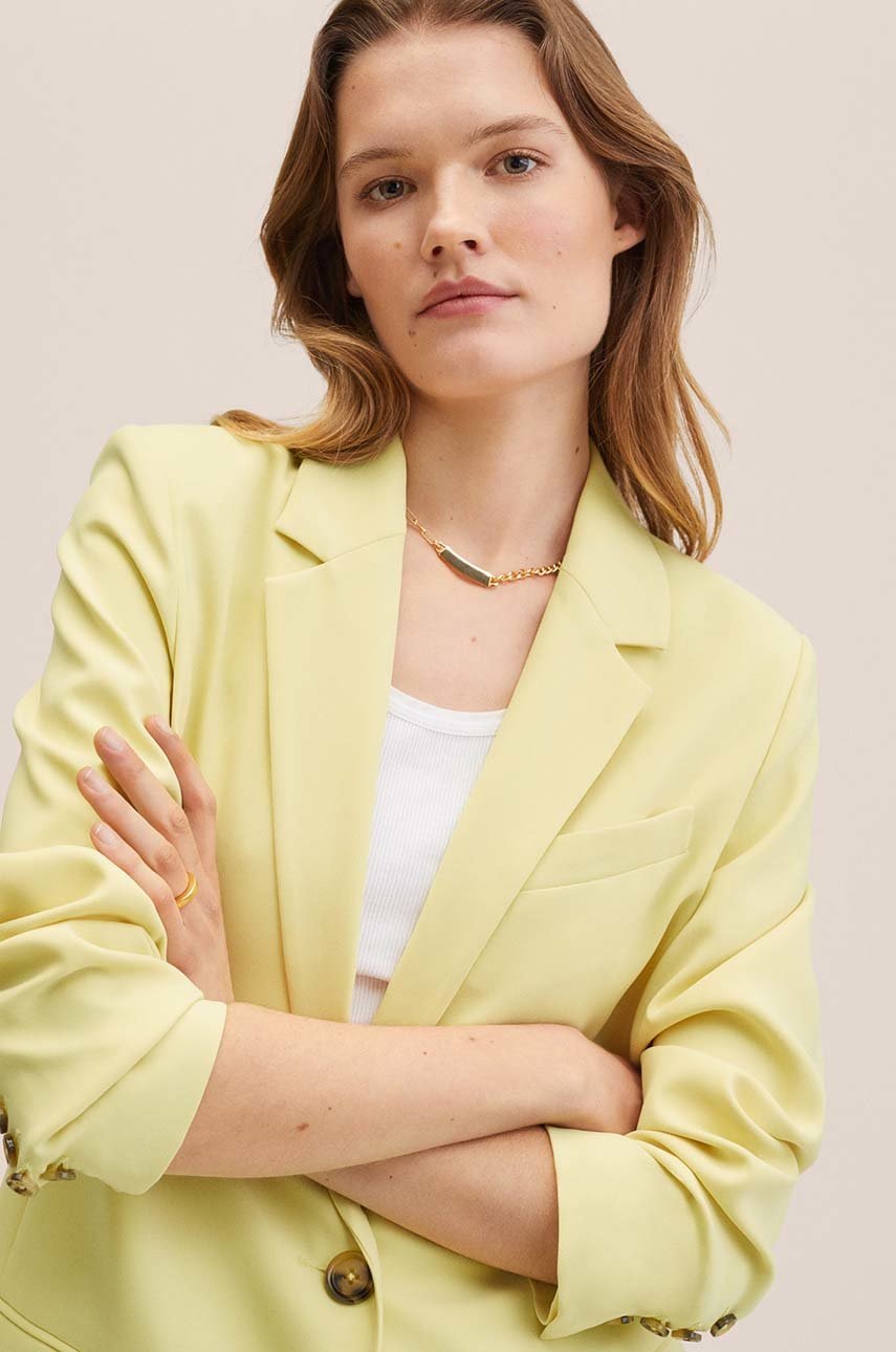 

Піджак Mango Paula колір жовтий однобортний однотонний