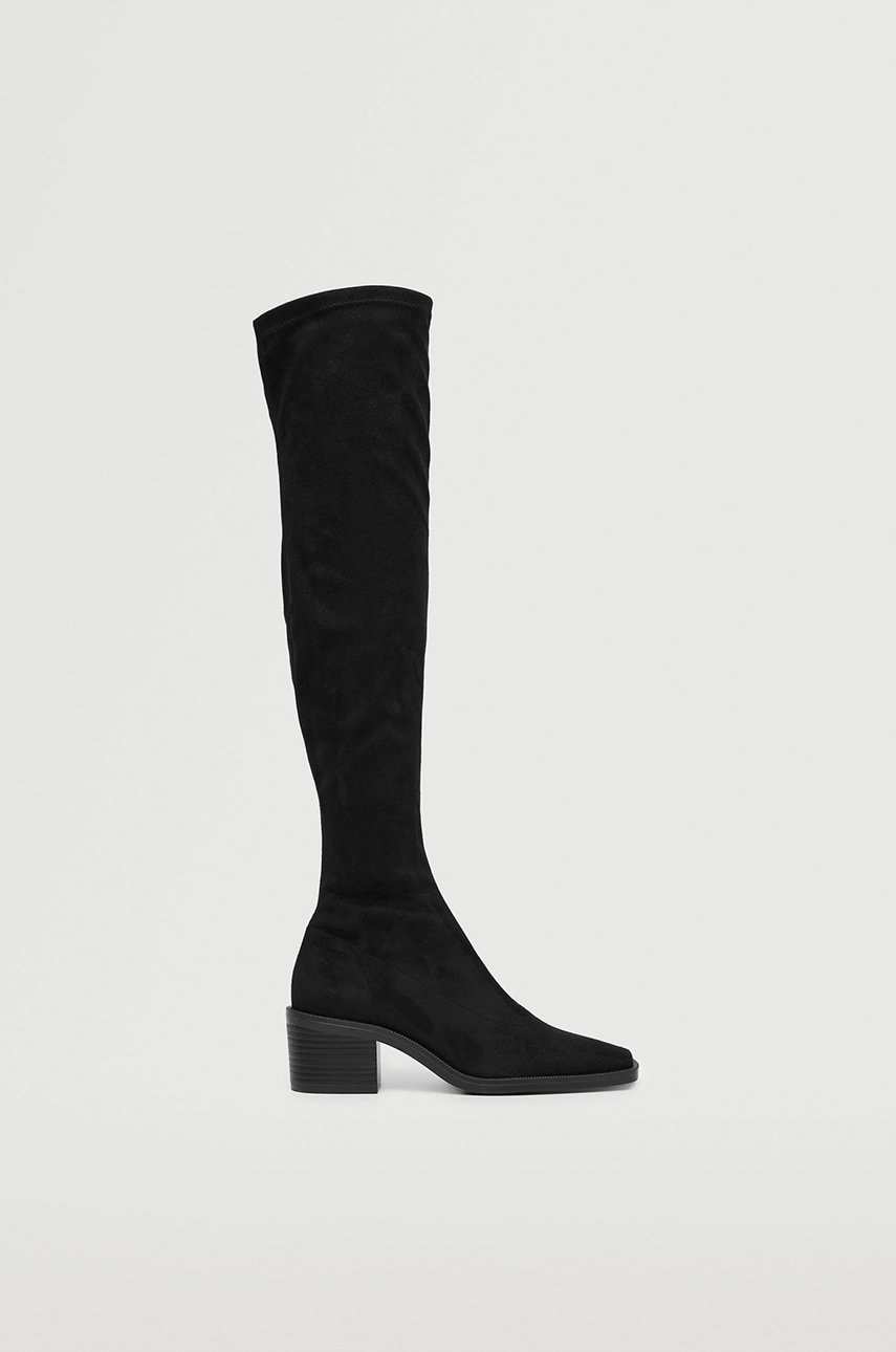 Mango cizme femei, culoarea negru, cu toc drept