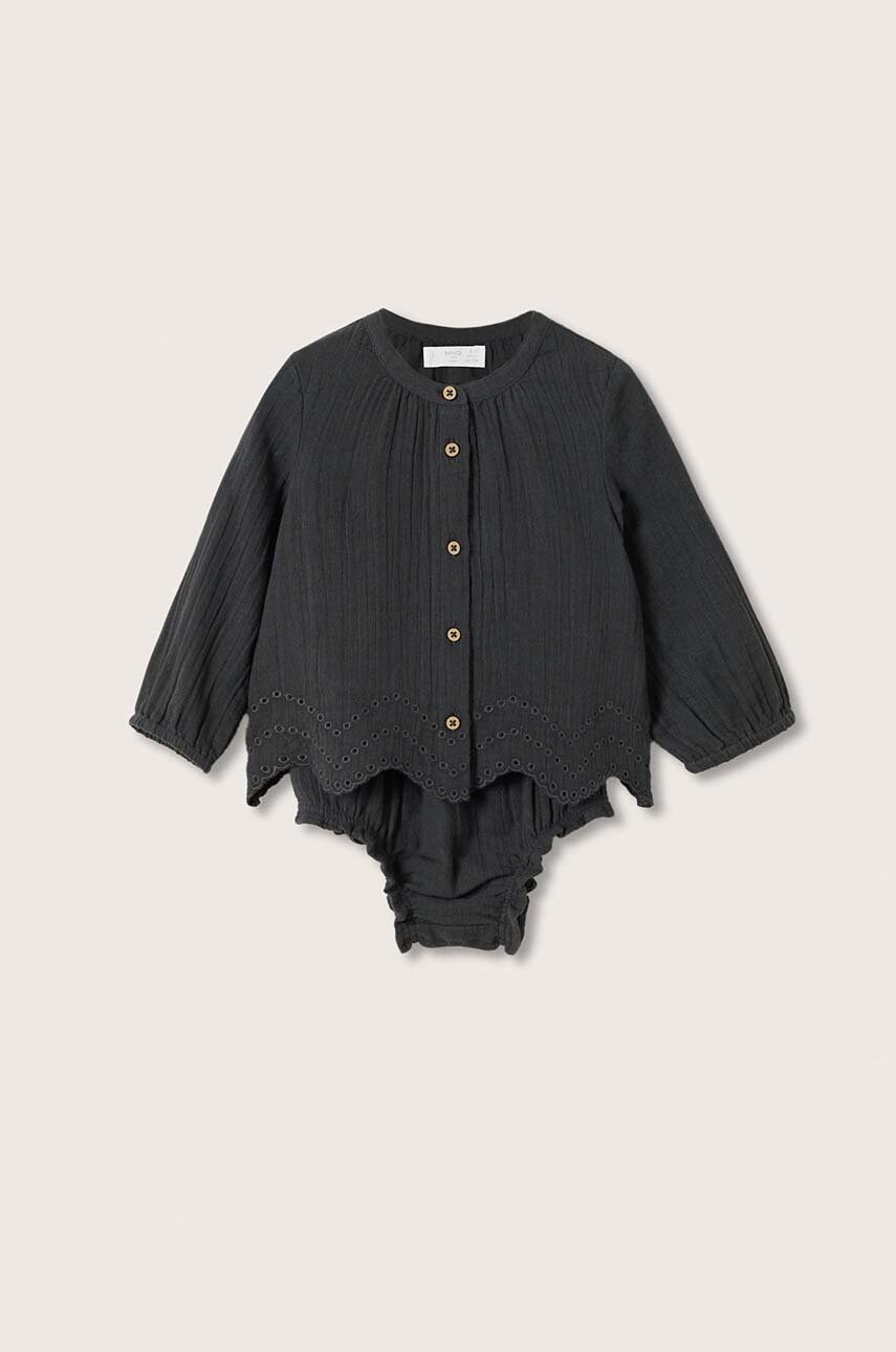 

Бебешка памучна блуза Mango Kids в сиво, Сив