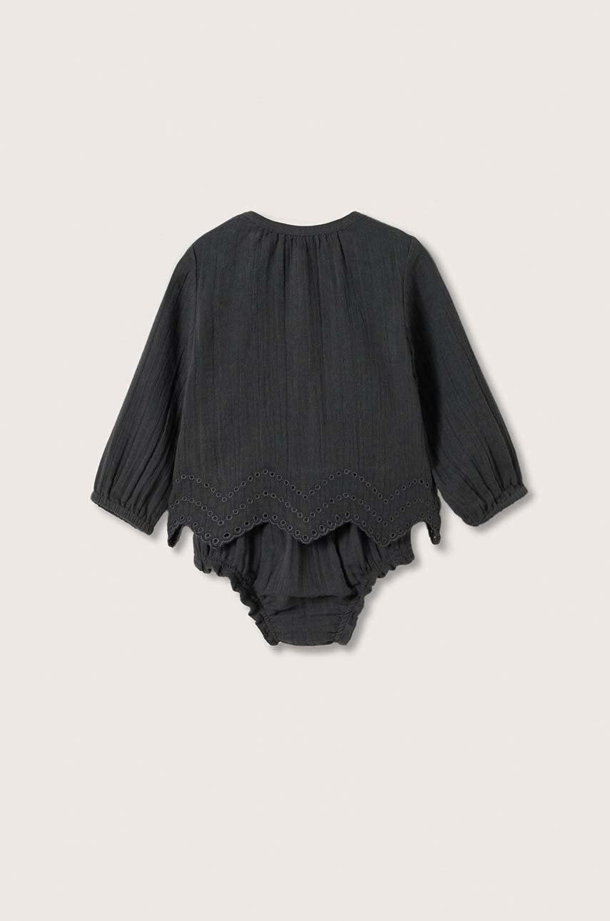 

Хлопковая блузка для младенцев Mango Kids цвет серый