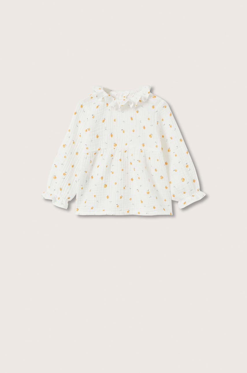 

Бебешка памучна блуза Mango Kids в бяло, Бял