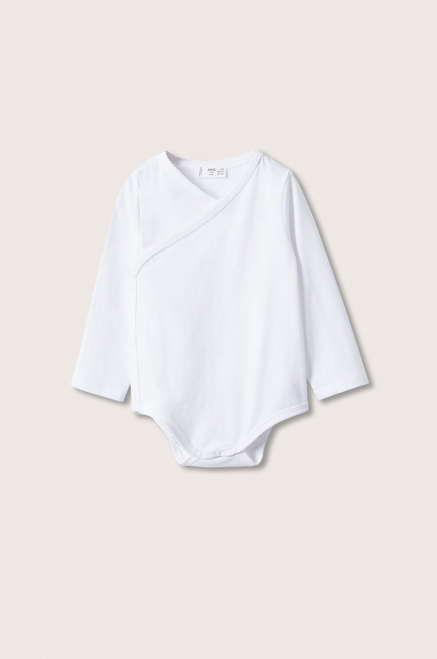 

Бебешко боди Mango Kids в бяло, Бял