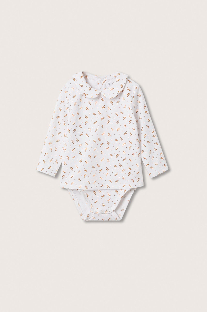 

Бебешко боди Mango Kids в бяло, Бял