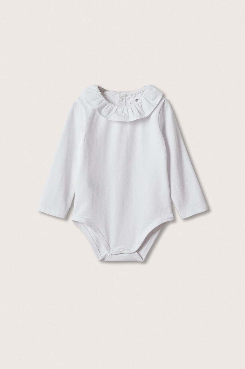 

Бебешко боди Mango Kids в бяло, Бял