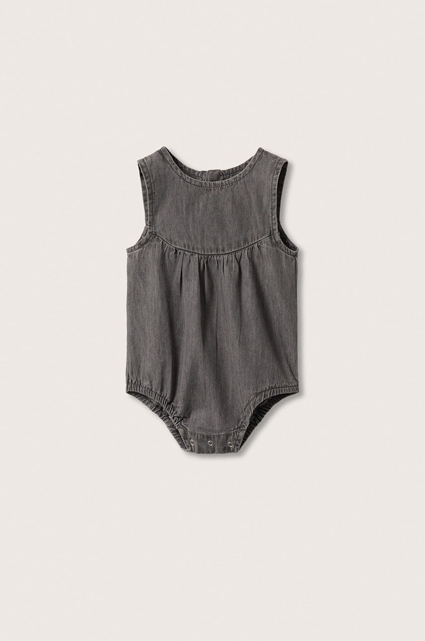 

Бебешко боди Mango Kids в сиво, Сив