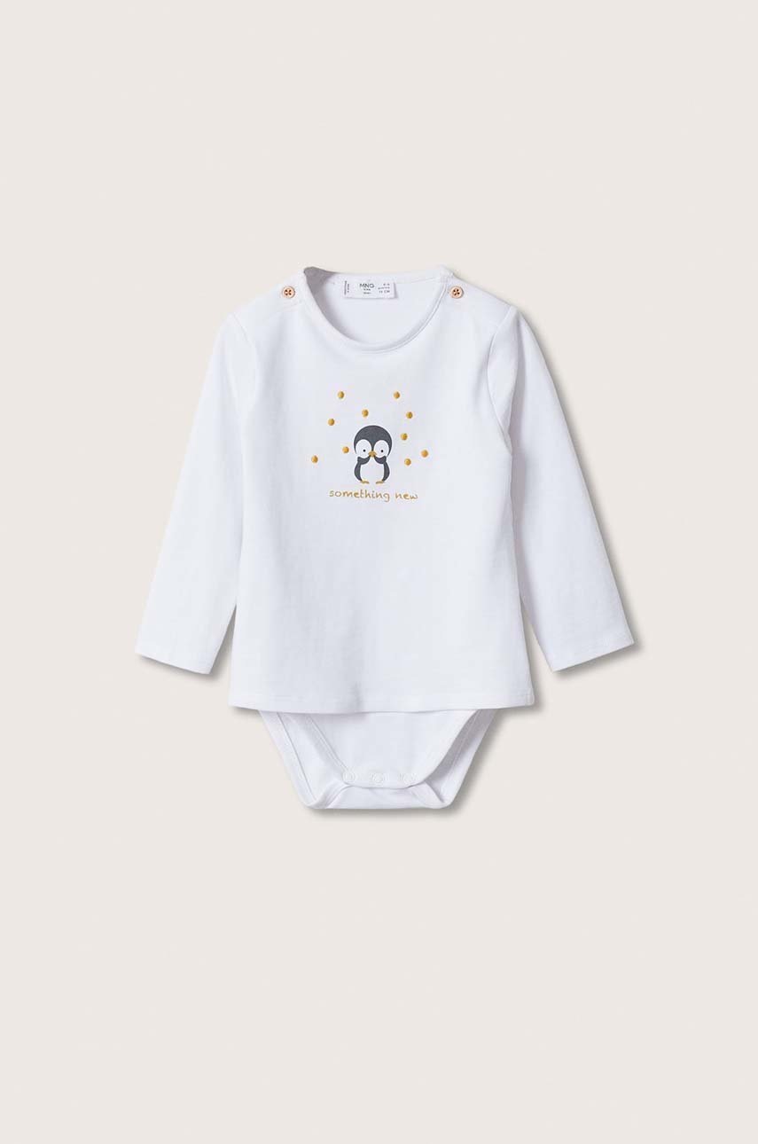 

Бебешко боди Mango Kids в бяло, Бял