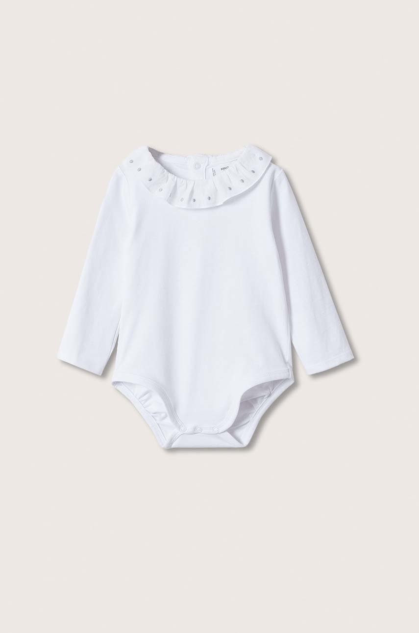 

Бебешко боди Mango Kids в бяло, Бял