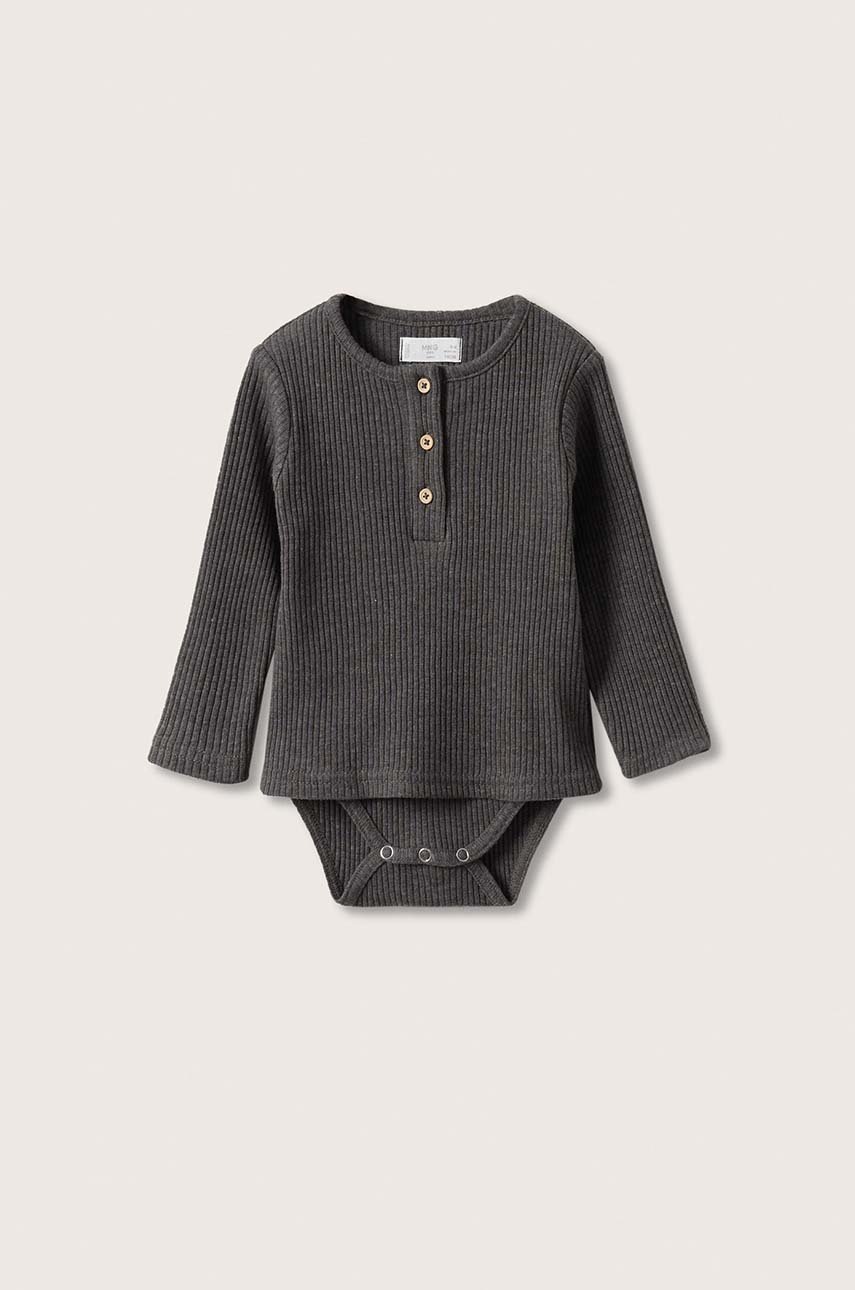 

Бебешко боди Mango Kids в сиво, Сив