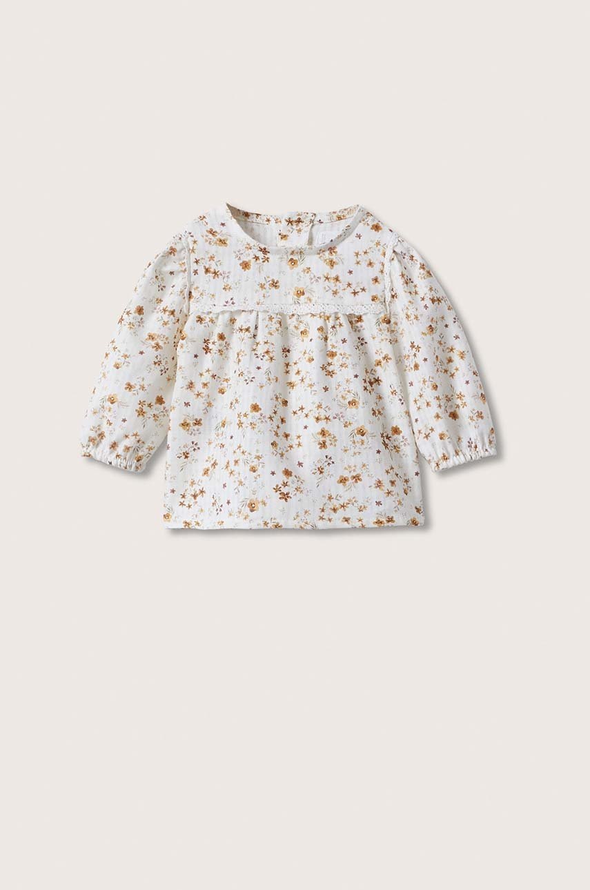 

Бебешка памучна блуза Mango Kids в жълто, Жълт