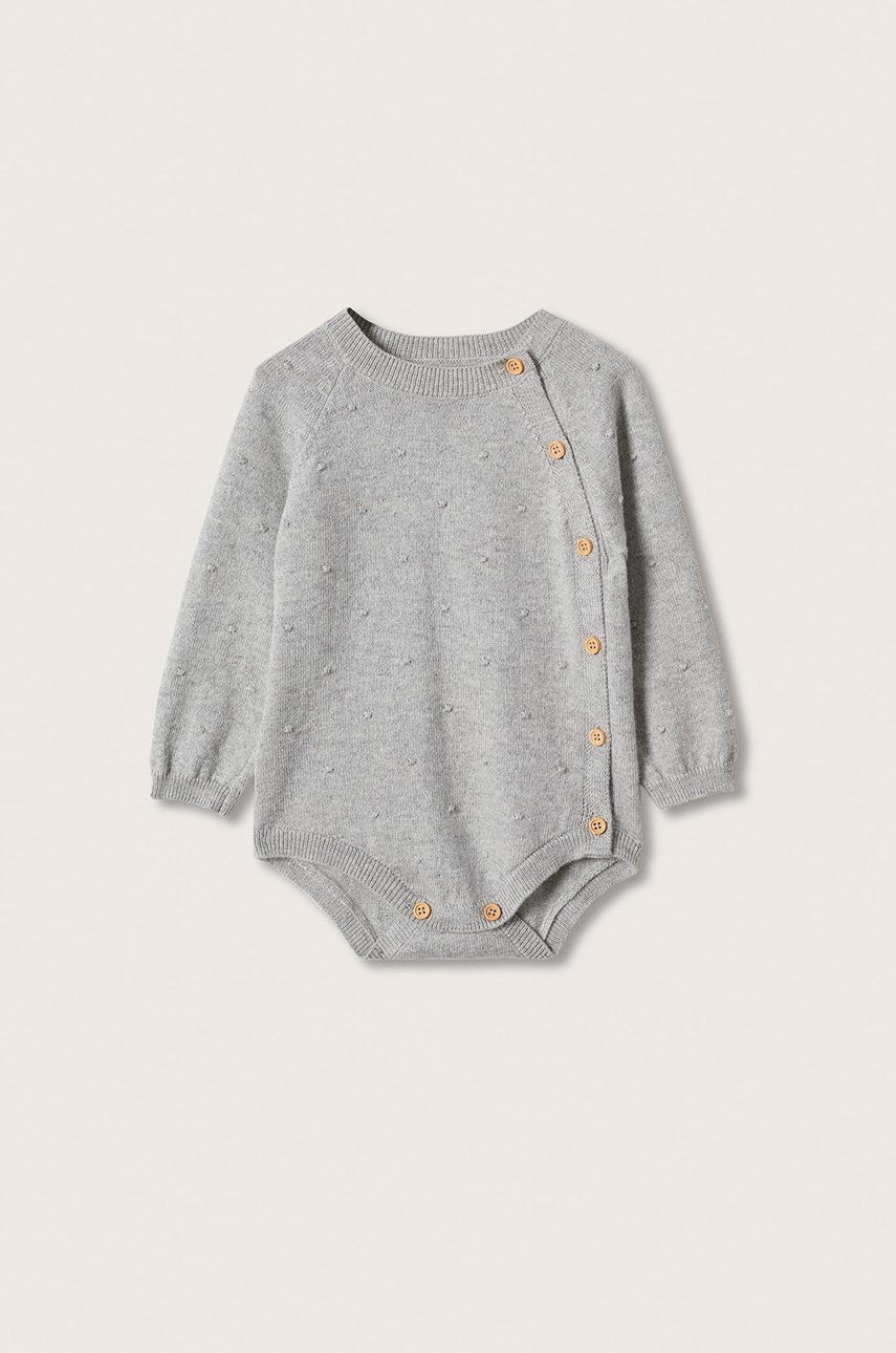 

Бебешко боди Mango Kids в сиво, Сив