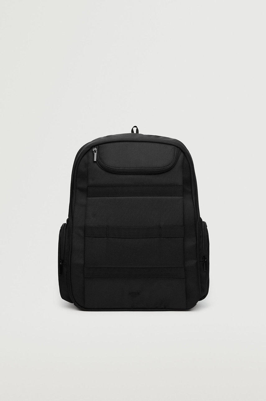 

Раница Mango Man мъжка в черно голям размер с изчистен дизайн, Черен