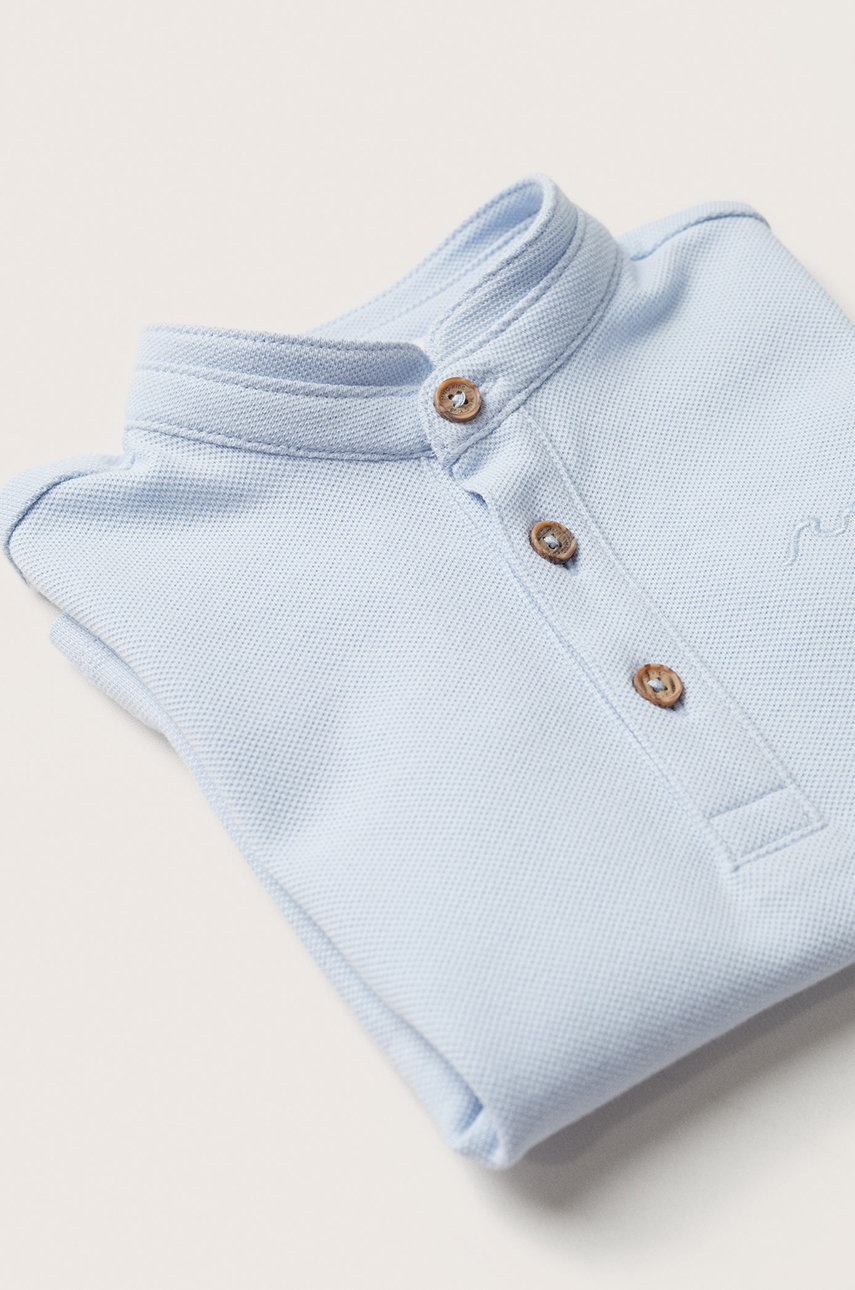 

Детска тениска с яка Mango Kids Hanoi с изчистен дизайн, Син