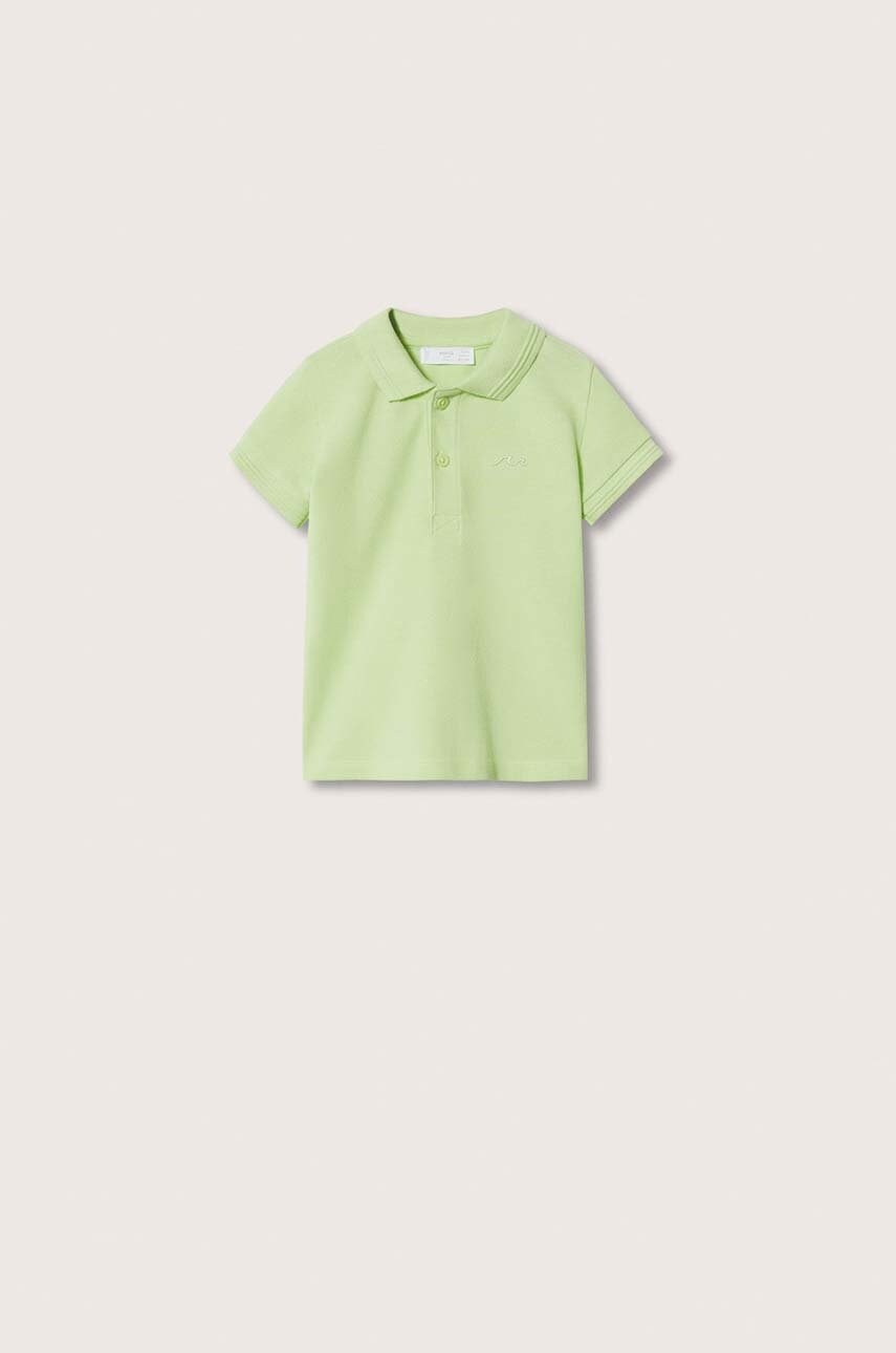 

Детска тениска с яка Mango Kids Javi в жълто с изчистен дизайн, Жълт