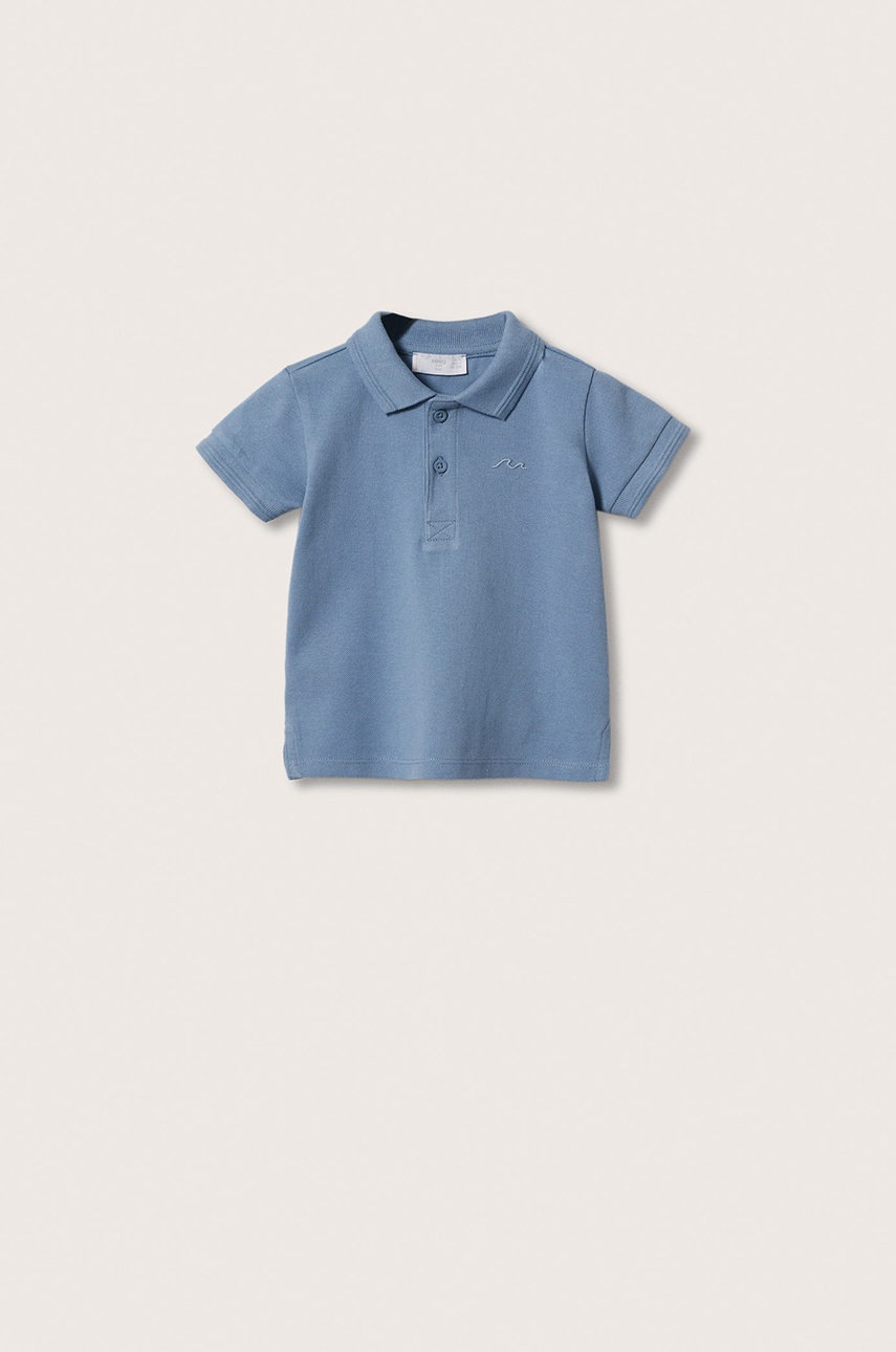 

Детска тениска с яка Mango Kids Javi с изчистен дизайн, Син
