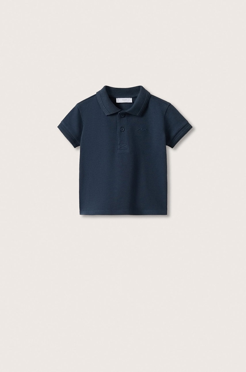 

Детска тениска с яка Mango Kids Javi в тъмносиньо с изчистен дизайн, Тъмносин