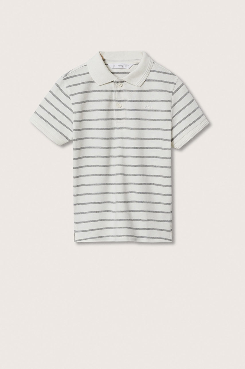 

Детска памучна тениска с яка Mango Kids Javierp в сиво с десен, Сив