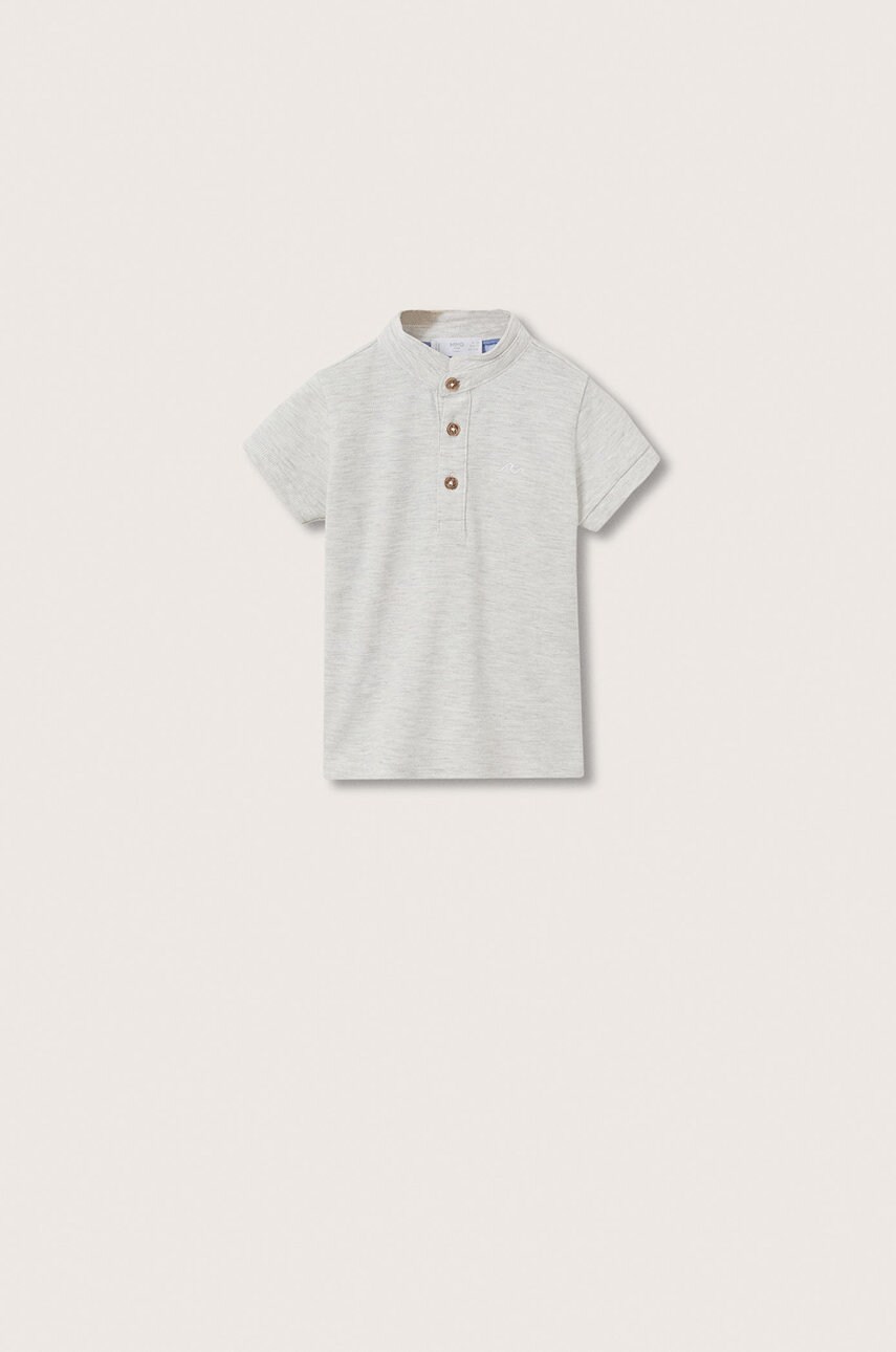 

Детска тениска с яка Mango Kids Hanoi в сиво с изчистен дизайн, Сив